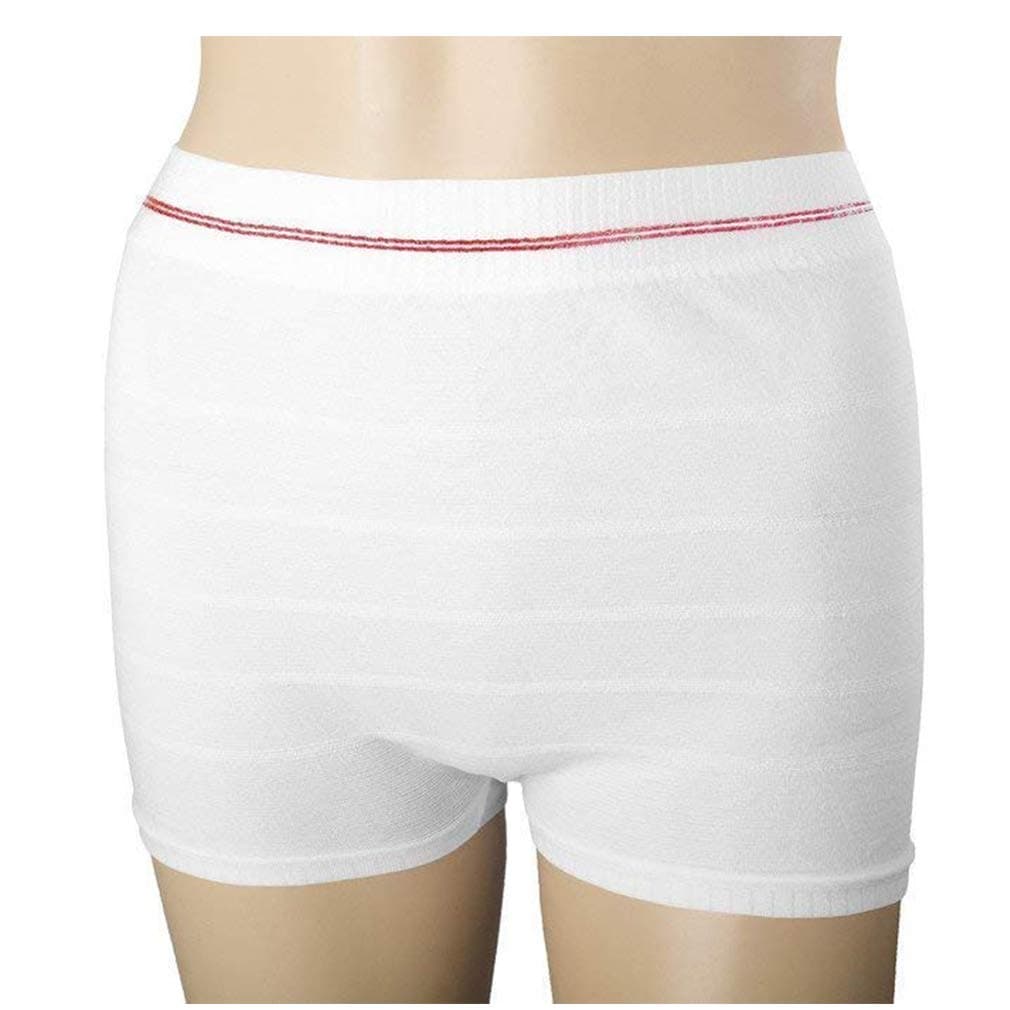 SPKLANDS 5pcs Women Mesh Postpartum Panties Washable Reusable Short Underwear Suitable for Post Surgical Recovery, Breathable, Stretchy, Light (White, XXXL)