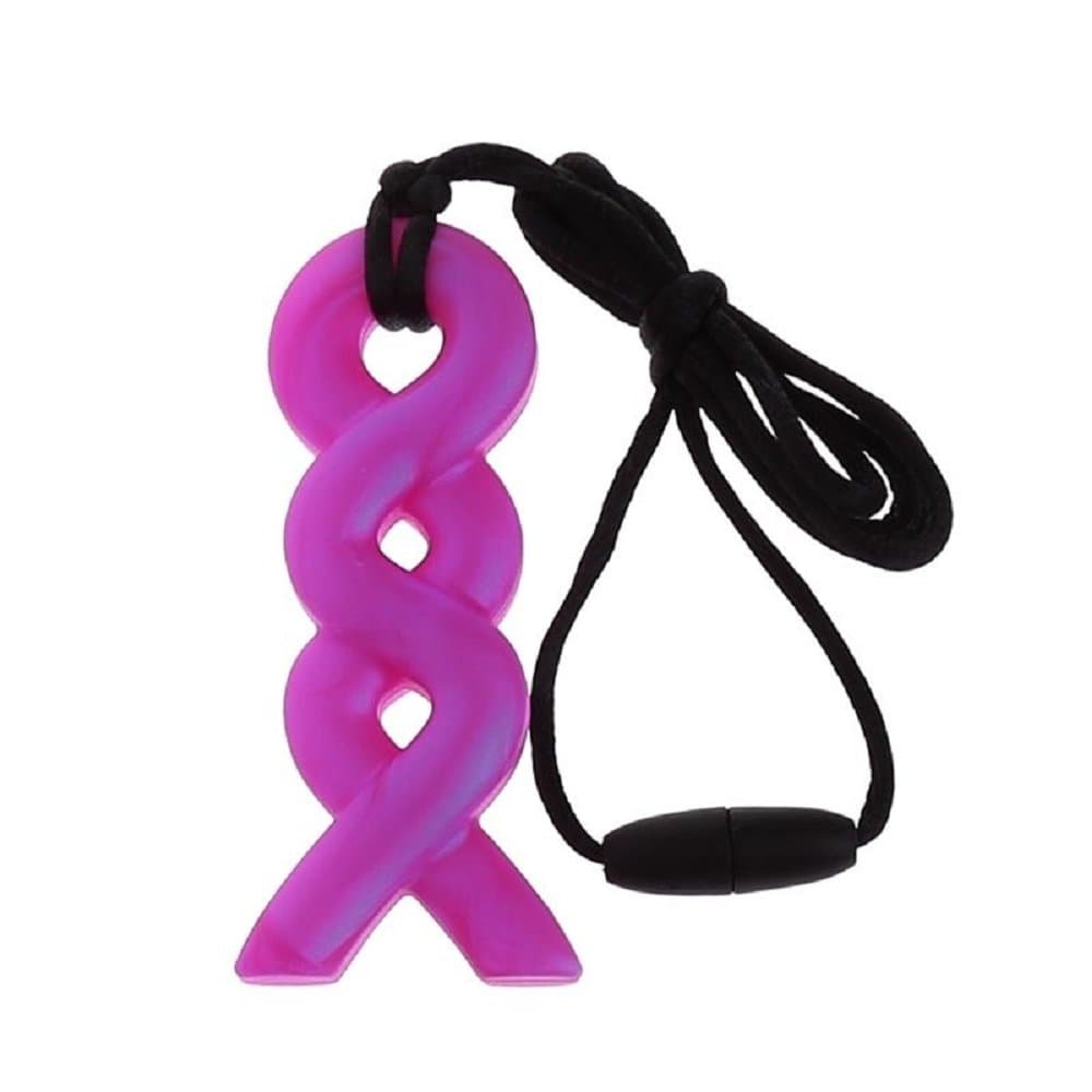 Twist Silicone Chew Necklace (Purple) Children Autism ADHD Teething Sensory Pendant BPA Free by Gift Box Goodies