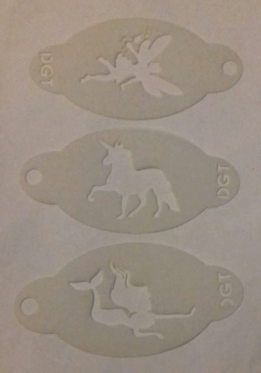 Fairy & Mermaid & Unicorn face Painting Stencils Reusable Many Times (7 Different Designs)