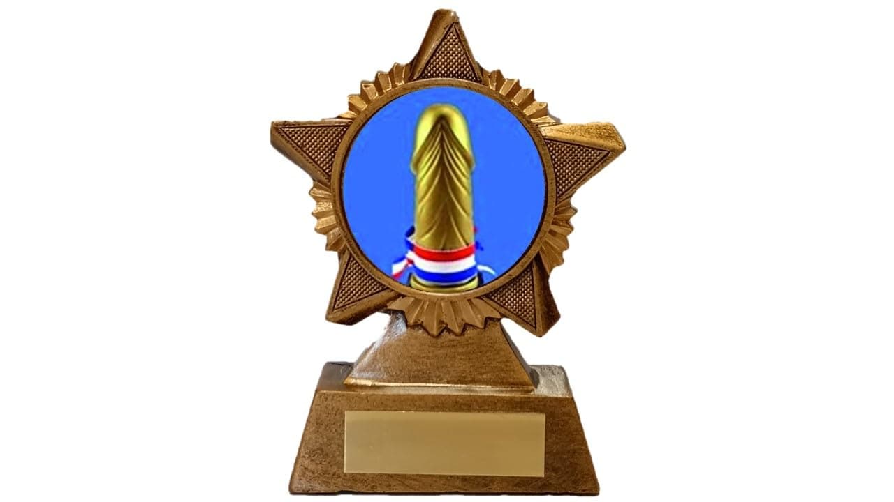 The Dick Award Antique Gold Heavy Resin Trophy award 120mm Free Engraving-FG150.13