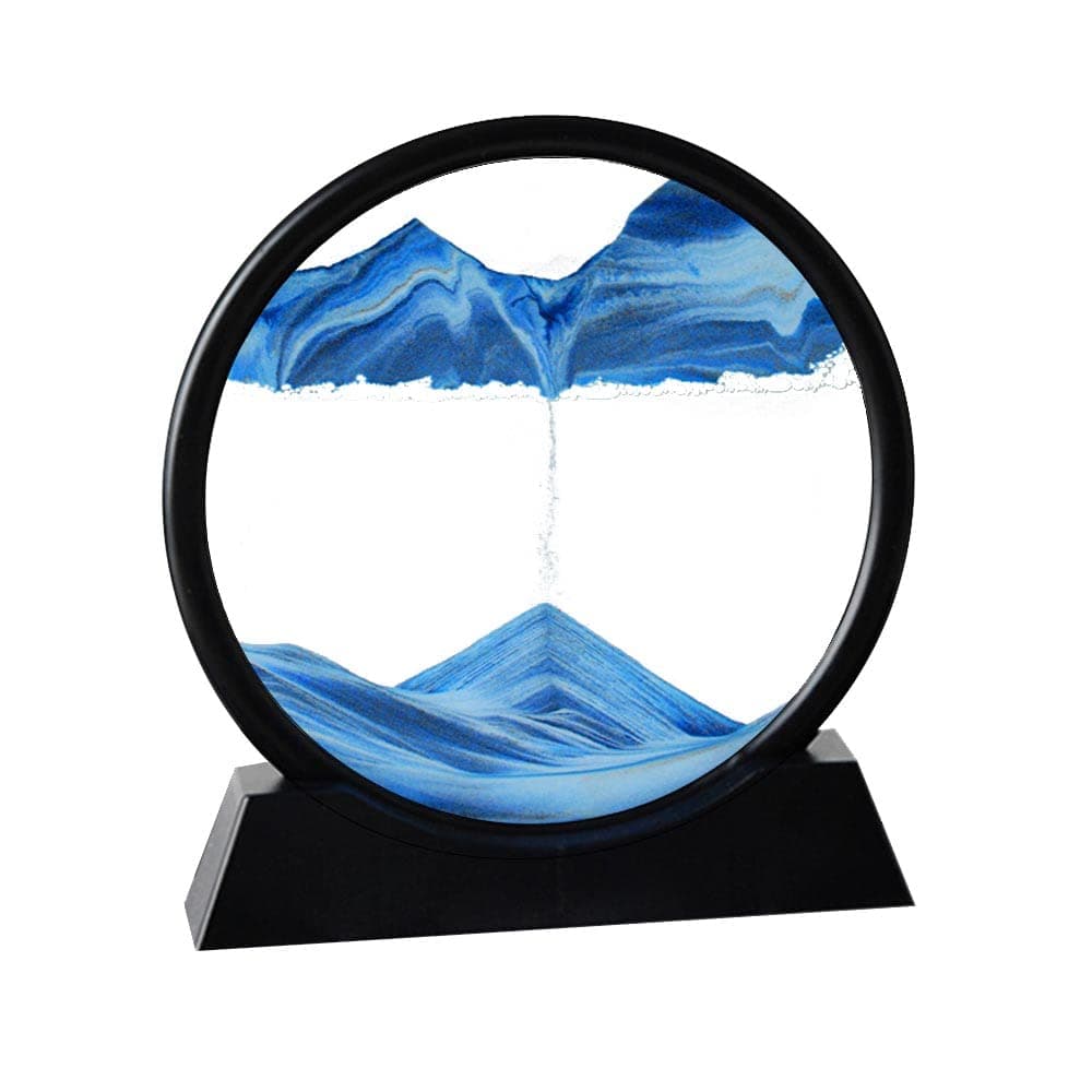 Arthink Moving Sand Art Picture,Liquid Motion 3D Sea Sandscape in Motion Display, Flowing Sand Frame Desktop Art Bookshelves Home Office Decoration (12 inch, Blue)