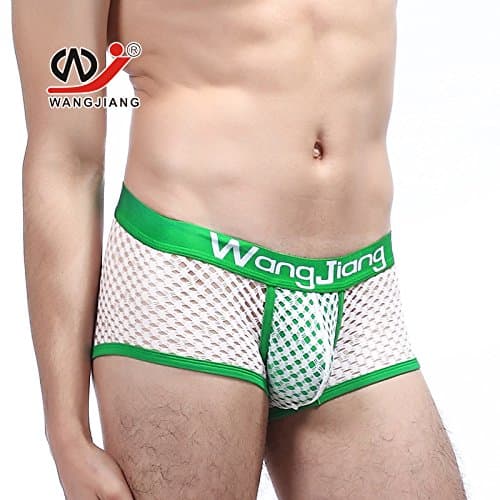 CU@EY Men's Underwear hollow breathable mesh angle U convex bag,black,XL