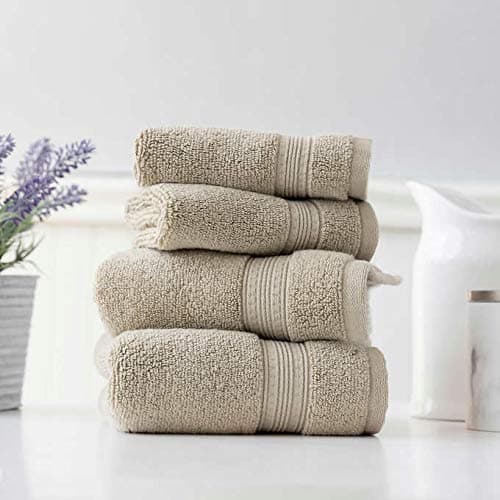 New Charisma Soft 100% Hygro Cotton Loops 4-Piece Hand & Washcloth Towel Set (One Size, Light Brown)