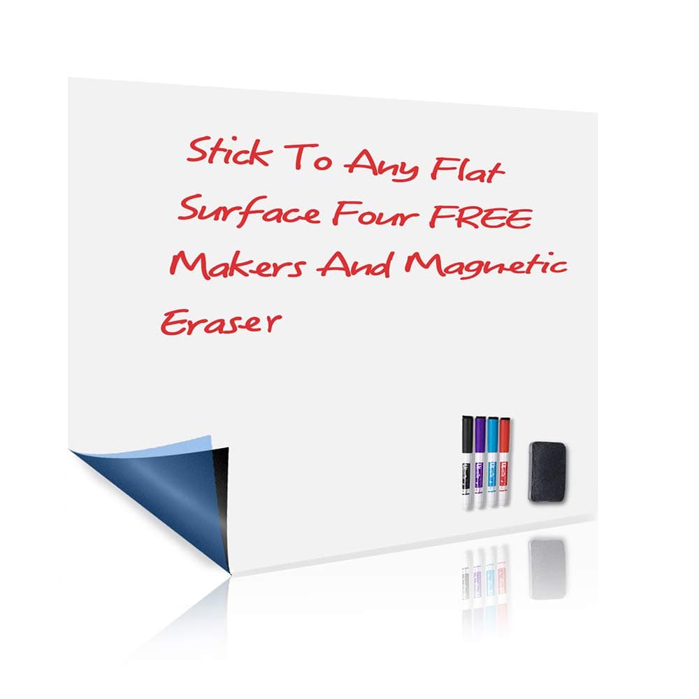UCMD Magnetic Whiteboard Sticker, Dry Erase Sheet 17" x 12" Great for Wall Refrigerator, Bonus 4 Dry Erase Markers, 1 Magnetic Eraser- Whiteboard Sheet
