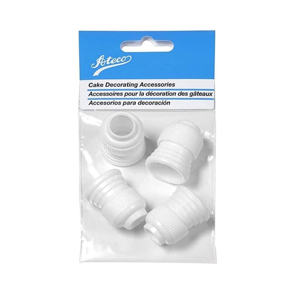 Standard Plastic Couplers, for Use Cake Decorating Tubes and Bags, Set of 4, 4 Count, White