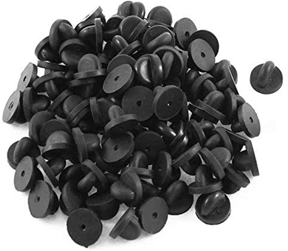 ELECDON Rubber Pin Backs, 50 PCS Lapel Pin Backs, for Pin Safety Backs for Brooch Tie Hat Badge Insignia, Black