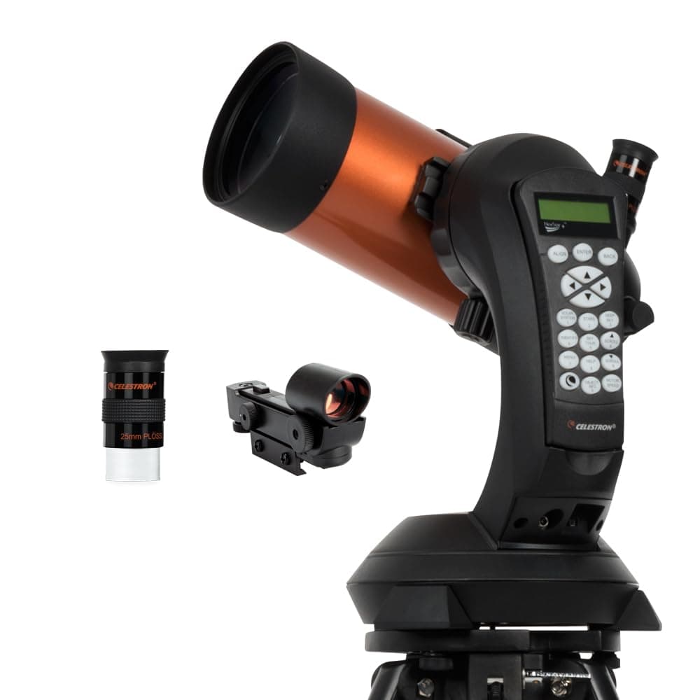 Celestron 11049 NexStar 4SE Computerised Maksutov-Cassegrain Telescope with Fully Automated Mount, SkyAlign Technology and XLT Coating, Black/Orange