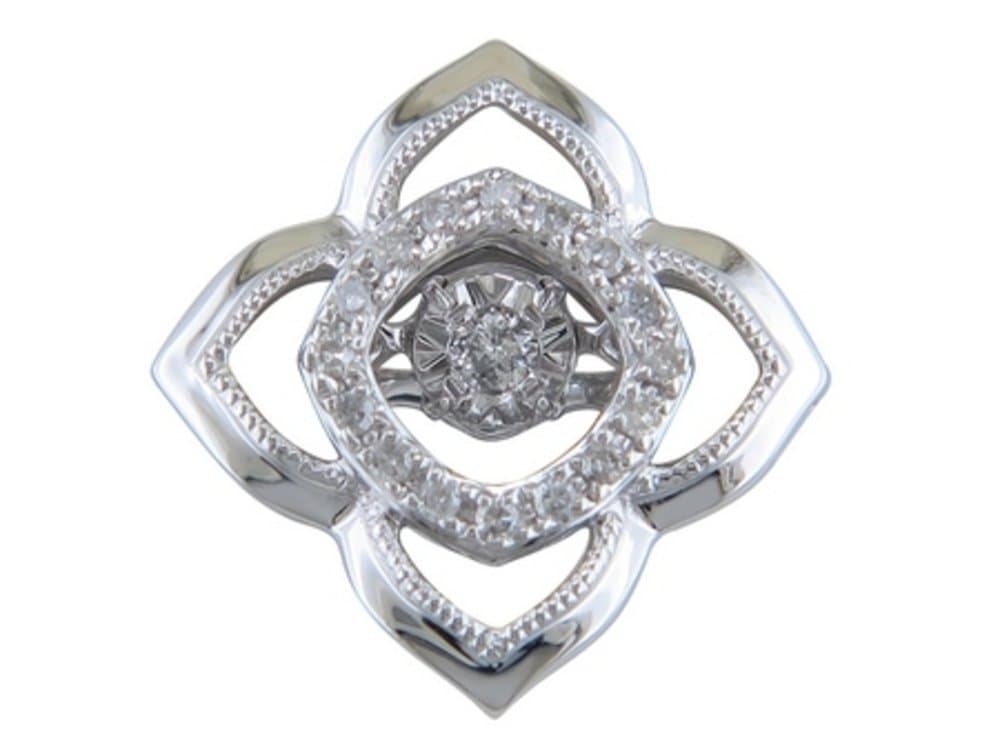 10K White Gold Dancing Diamond Flower Pendant with 18" Chain (11)