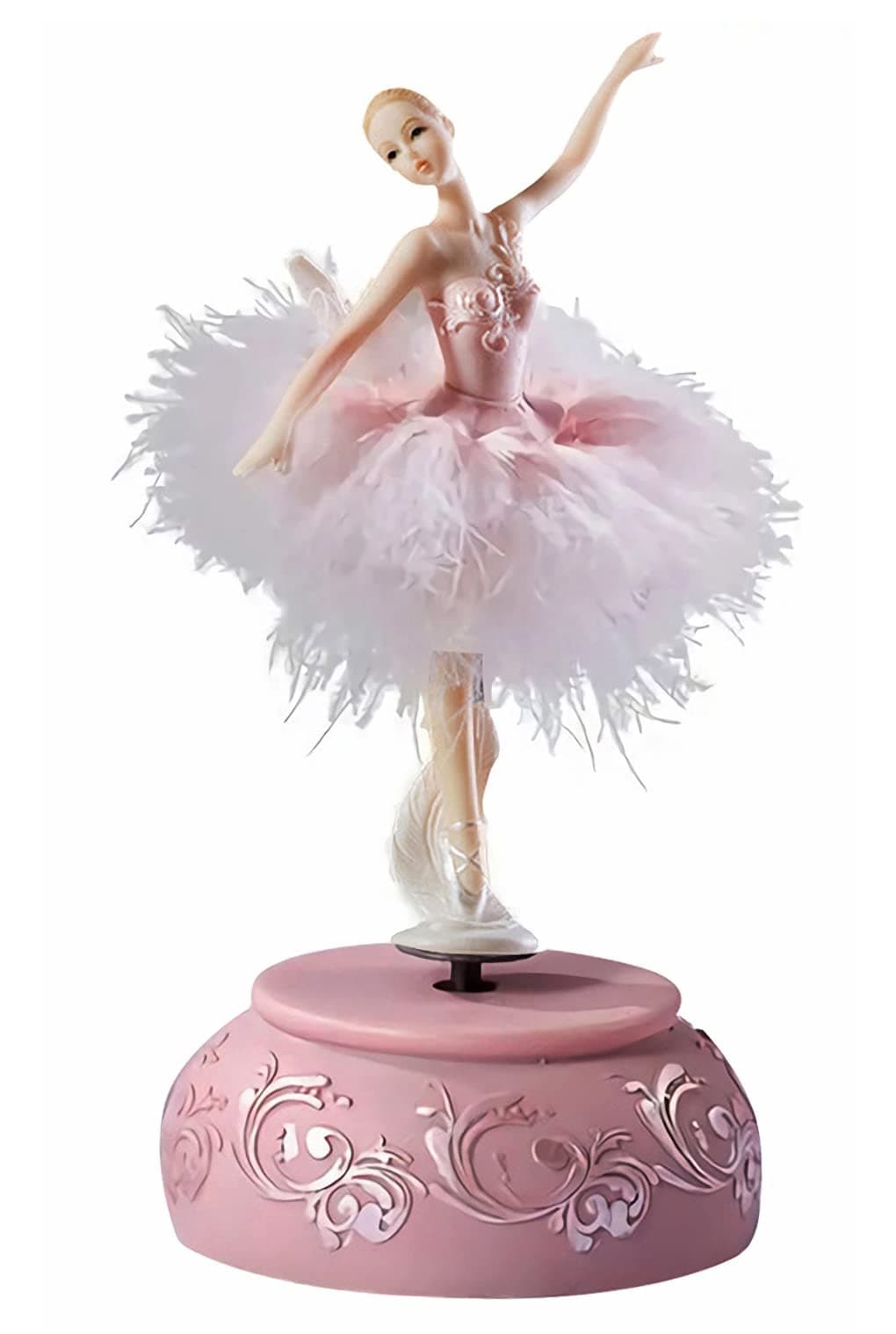 Ballerina Music Box Figurine Plays Swan Lake Tune, Musical Figure Hand-Painted Feather Skirt Ballet Recital Gift for Daughter Granddaughter Girls Wife Birthday