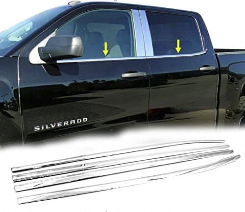 Polished Stainless Steel Chrome Window Sill Trims FOR 2014-2018 Chevy Silverado/GMC Sierra CrewCab Only
