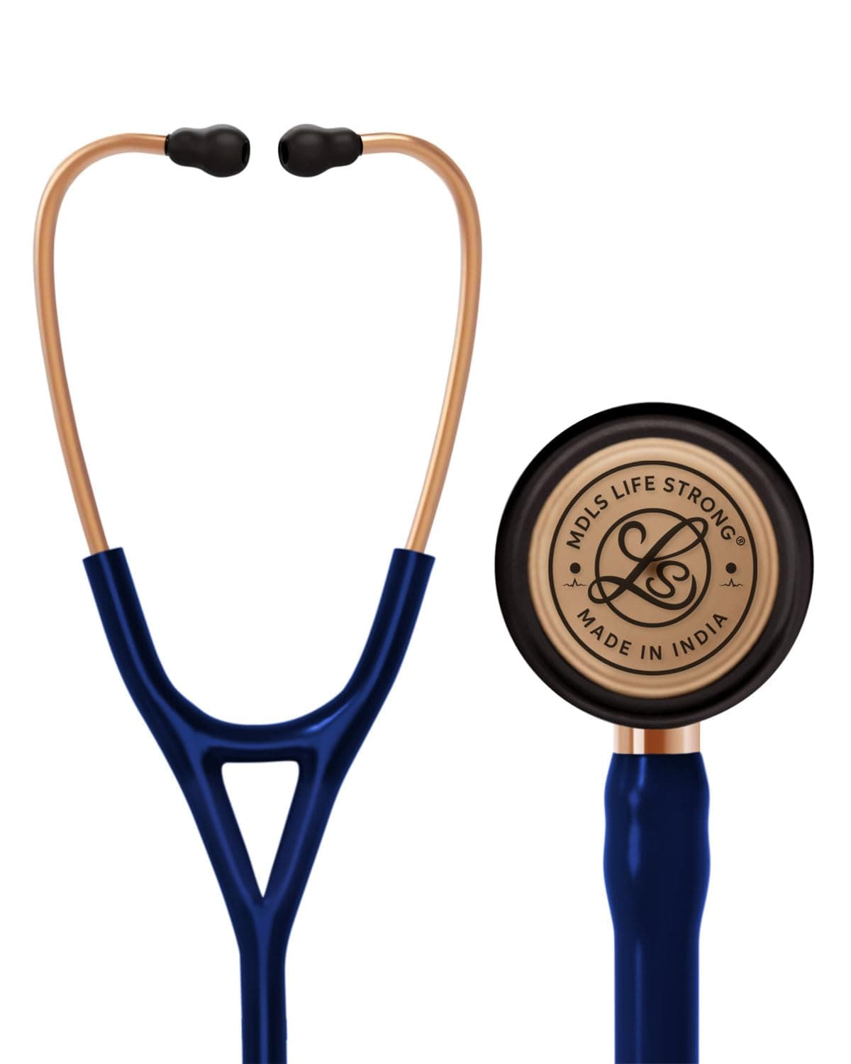 MDLS Cardiology IV Rose Gold Stethoscope For Doctors and Students | Health & Medical Equipment | Stethoscope for Doctors, Nurses, and Medical Professionals & Cardiology (Navy Blue)