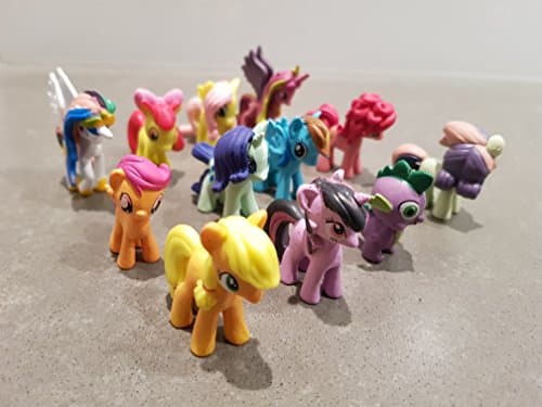 Top Valu Beautiful 2pcs Lanyard ID Holder + 12pcs Set My Little Pony Cake Toppers Cupcake Toys PVC Figurines Decoration Life Ornaments Gift Birthday Function Party