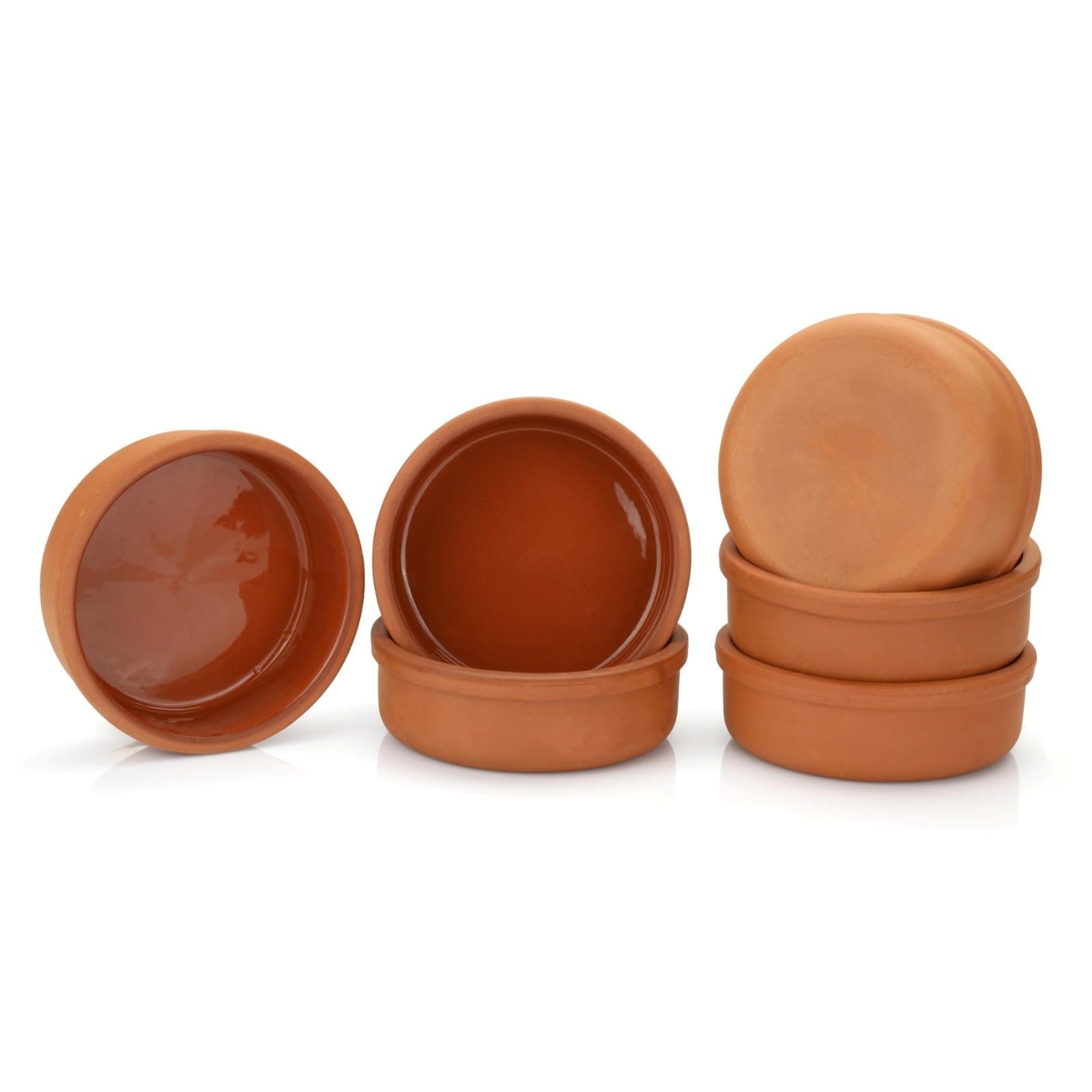 Mexican Clay Cookware Set (Set of 6)- Terracotta Cooking Pots, Bowls, Plates, and Serving Dishes - Premium Spanish Earthenware for Baking, Yogurt, Kheer, Meat, Vegetables, Turkish Cuisine - Cazuelas Cocina Mexicana -Clay Pot for Cooking