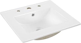 JONATHAN Y SNK1000A Ancillary 3-Hole 20 in. W x 18.25 in. D Classic Contemporary Rectangular Ceramic Single Sink Basin Vanity Top, White