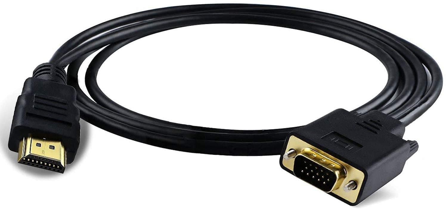 POKKA (HDMI-VGA,) Adapter Cable VGA,-HDMI Adapter Monitor D-SUB to HDMI 15-Pin to HDMI Adapter Male to VGA, Male Connector Cord Transmitter One-Way Transmission For Computer/PC, Black