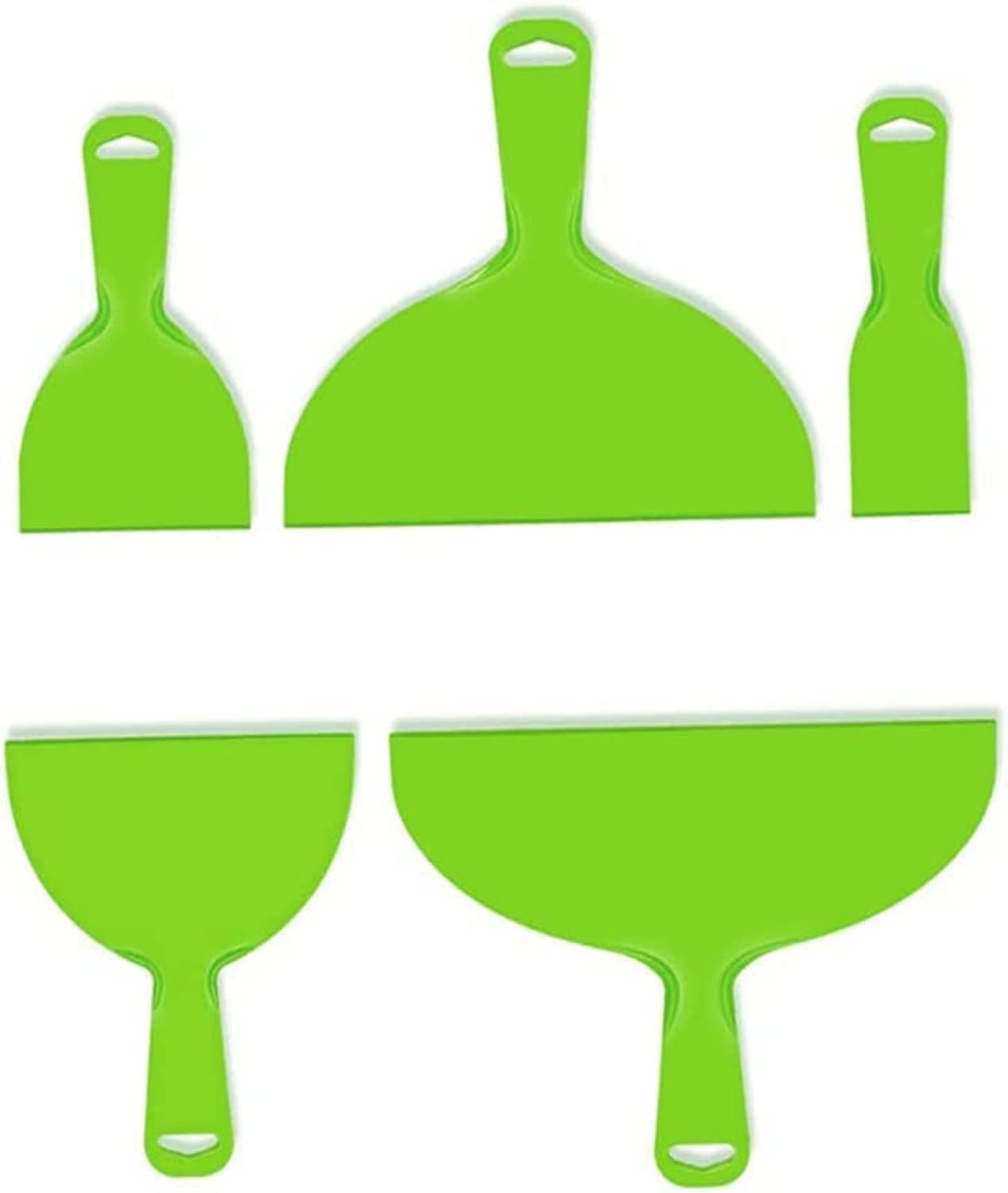 MINGSHIJX 5 Pcs Plastic Putty Set Green Flexible Tool Flexible Paint Tool for Decals, Wallpaper, Baking, Putty, Patching and Painting