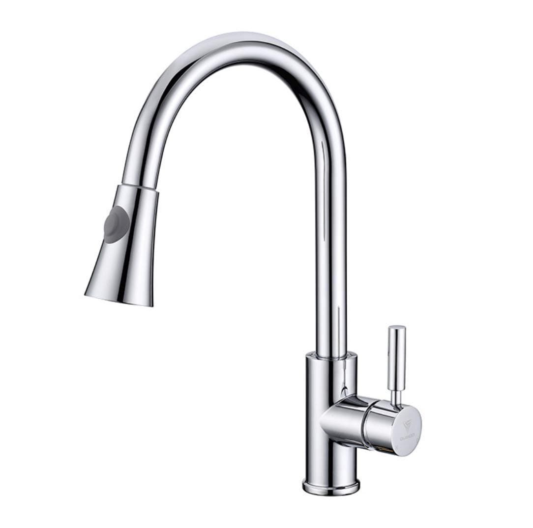 GROHES Swivel Spout Kitchen Sink Mixer Taps With Pull Out Sprayer Modern Kitchen Tap Monobloc Single Lever Chrome Dual Ways Spout Pull Down Faucet,Chrome