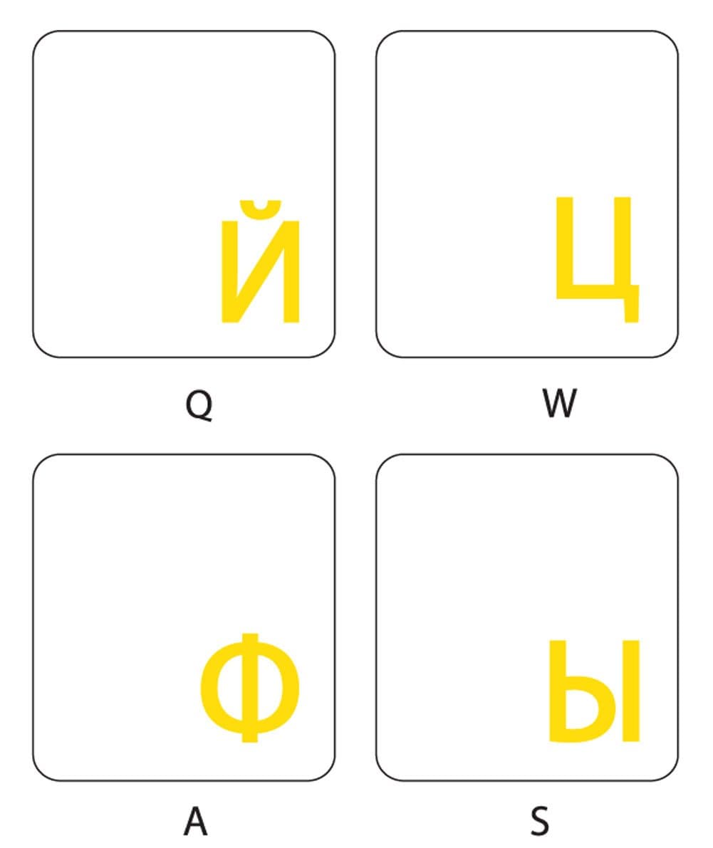 Online-Welcome Russian Keyboard Stickers with Transparent Background with Yellow Lettering for Computer LAPTOPS Desktop