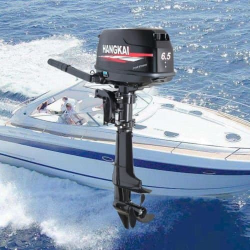 HANGKAI Outboard Motor,6.5HP 4 Stroke 123CC Outboard Motor Fishing Boat Engine Fishing Boat Motor Water Cooling System Durable Cast Aluminum Construction for Superior Corrosion Protection