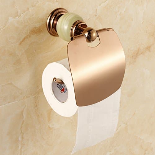 HJKLL-Copper and jade rose-gold toilet paper holder toilet paper tissue box , rose gold