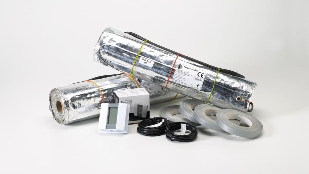Foil Heater Mat System - 28.0m Power: 140w/m2 Kit comprises: Foil covered earth screened heating mat (suitable for use in bathrooms & wet areas) Programmable digital thermostat complete with 2 x floor temperature probes Adhesive fixing tapes Full installation instructions and ten year warranty certificate