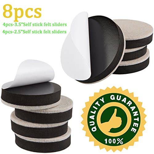 8 Pack Self-adhesive Felt Furniture Sliders,4 Pack 3.5" Self Stick Furniture Felt Sliders,4 Pack 2.5" Self-Stick Furniture Moving Sliders,Self Adhesive Furniture Movers Furniture Slider
