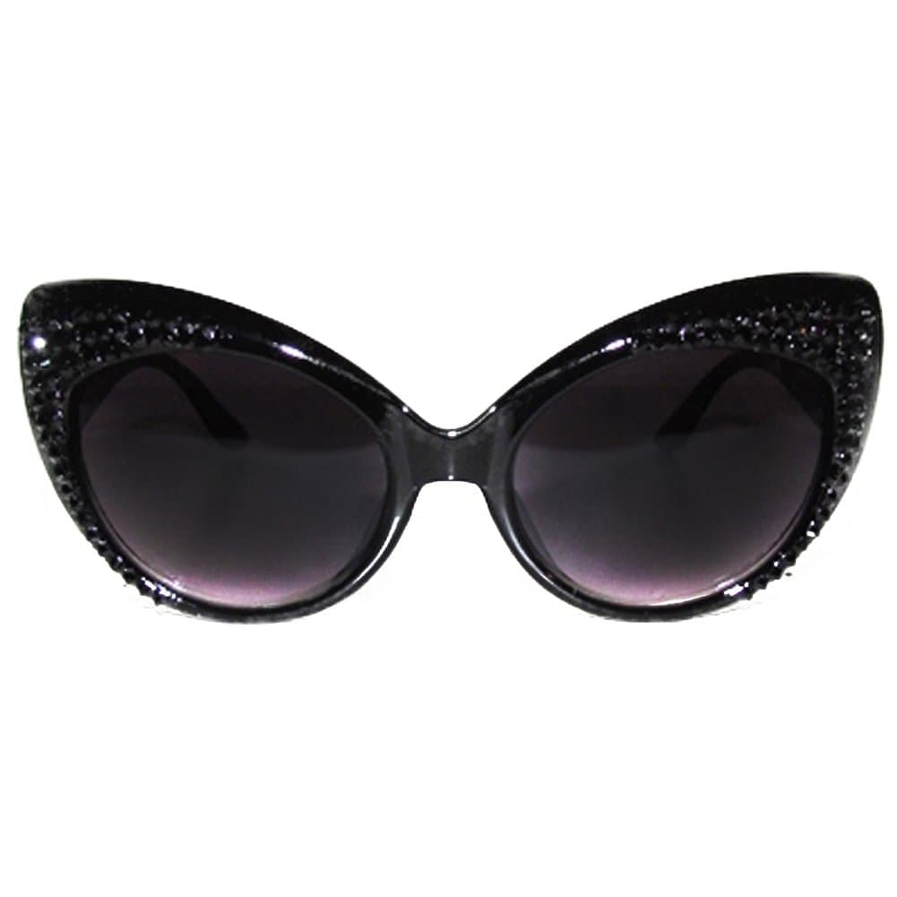 Marialia Half"Classic Cat" Swarovski Sunglasses Jet Black