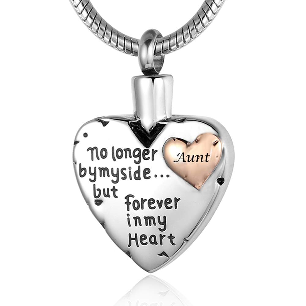 RIMZVIUXCremation Jewelry for Ashes -No Longer By My Side Forever in My Heart Urn Pendant Necklace for Ashes Grandma Grandpa Mom Dad Papa Nana Brother Sister