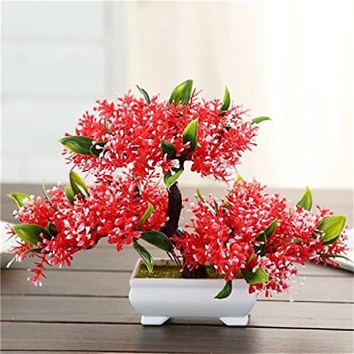 Suyunyuan Flowers 5 Color Artificial Bonsai Tree Welcoming Fake Flower Green Plant Pine Trees Flower Potted Vase Wedding Home Decoration