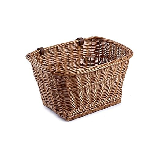 Elswith Classic Adult Front Handlebar Wicker Bike Basket - Leather Straps -Handmade