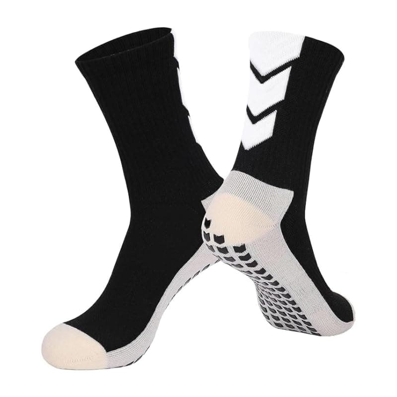 Youth Soccer Socks for Men Athletic Socks 1 Pack Black Socks Non Slip Cushion Crew Training Soccer for Basketball Baseball