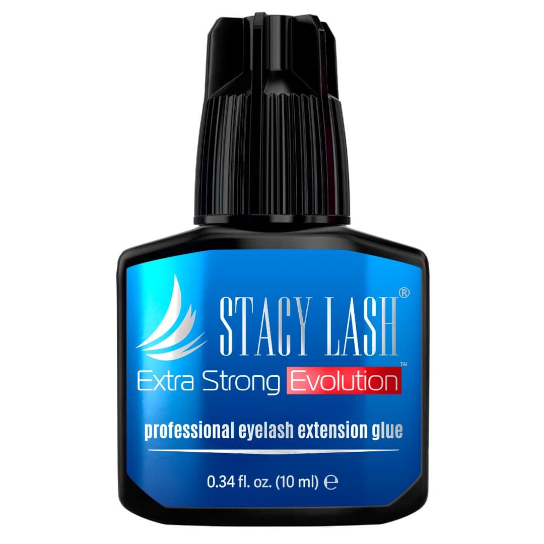EXTRA STRONG EVOLUTION 10 ml Eyelash Extension Glue Stacy Lash / 1-2 Sec Drying time/Retention ââ‚¬â€œ 8 weeks/Maximum Bonding/Professional Use Only Black Adhesive/Semi-Permanent Extensions Supplies