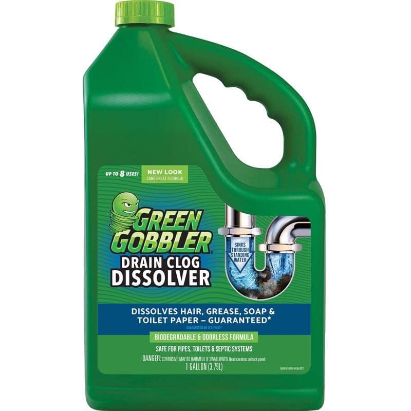 Green Gobbler Drain Clog Remover | Toilet Clog Remover | Dissolve Hair & Organic Materials from Clogged Toilets, Sinks and Drains | Drain Cleaner and Opener, 128 oz