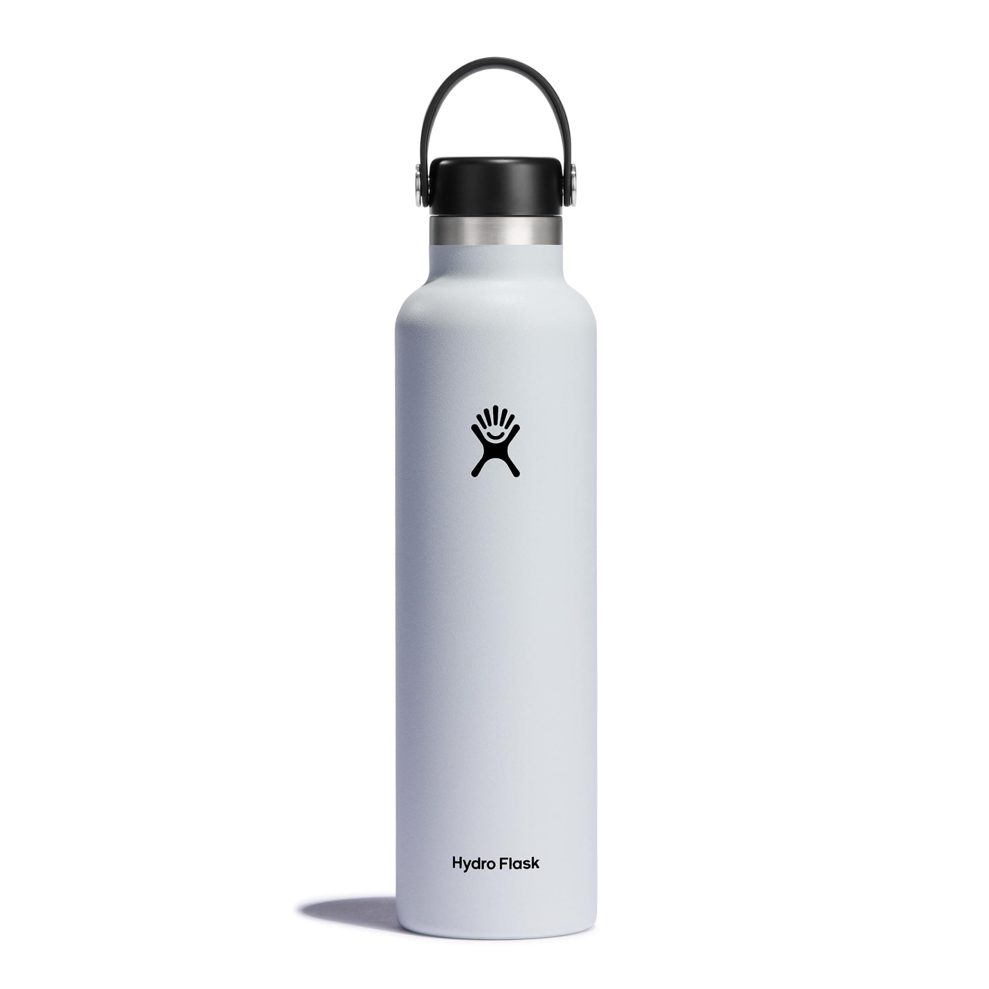 Water Bottle 709 ml (24 oz) - Vacuum Insulated Stainless Steel Water Bottle with Leak Proof Flex Cap and Powder Coat - Standard Mouth - White