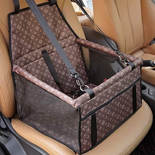 HUAXIANZI Dog Car Booster Seat, Pet Car Supplies Travel Puppy Car Carrier Bag Seat Protector Cover for Small Puppy Dogs Cats Chihuahua -Brown