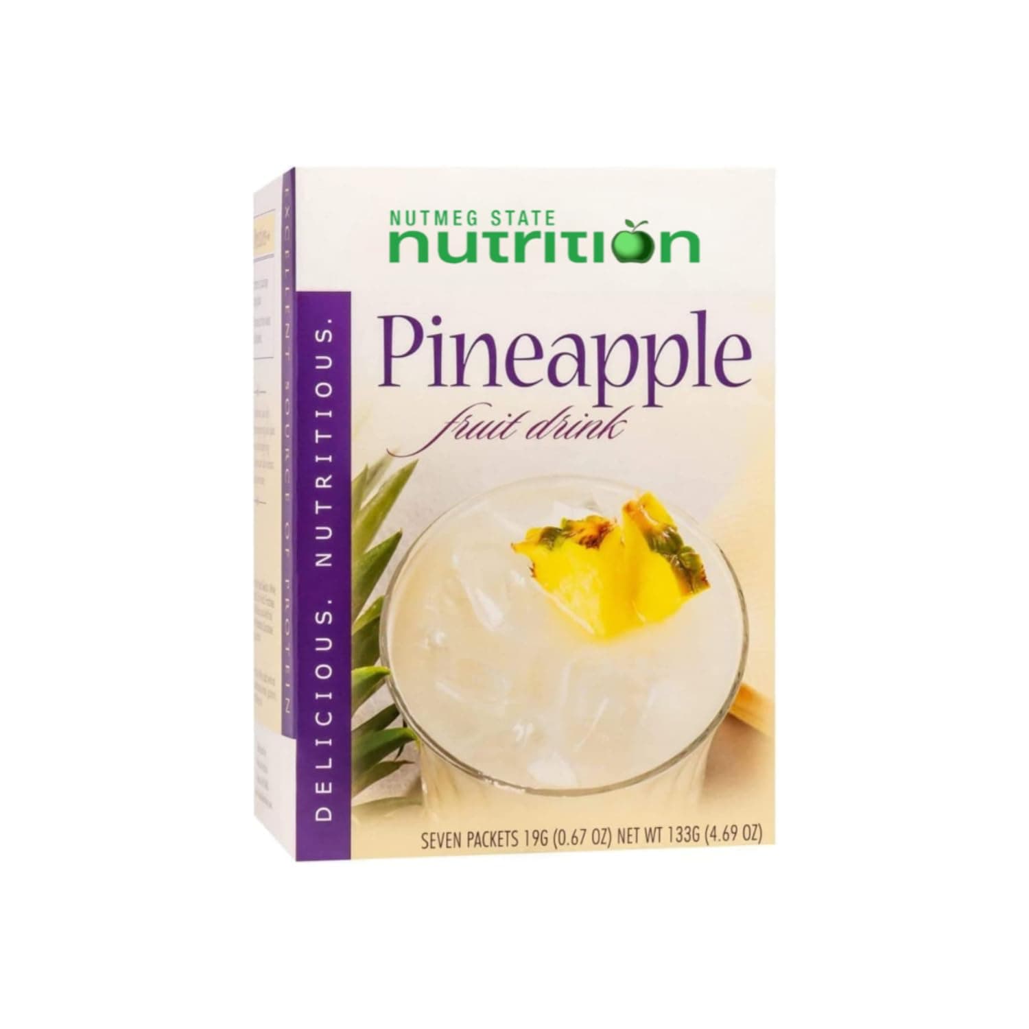 Nutmeg State Nutrition - High Protein Diet Fruit Drink - 15g Protein - Low Calorie - Low Carb - Low Sugar - Fat Free, 7 Servings Per Box (Pineapple)