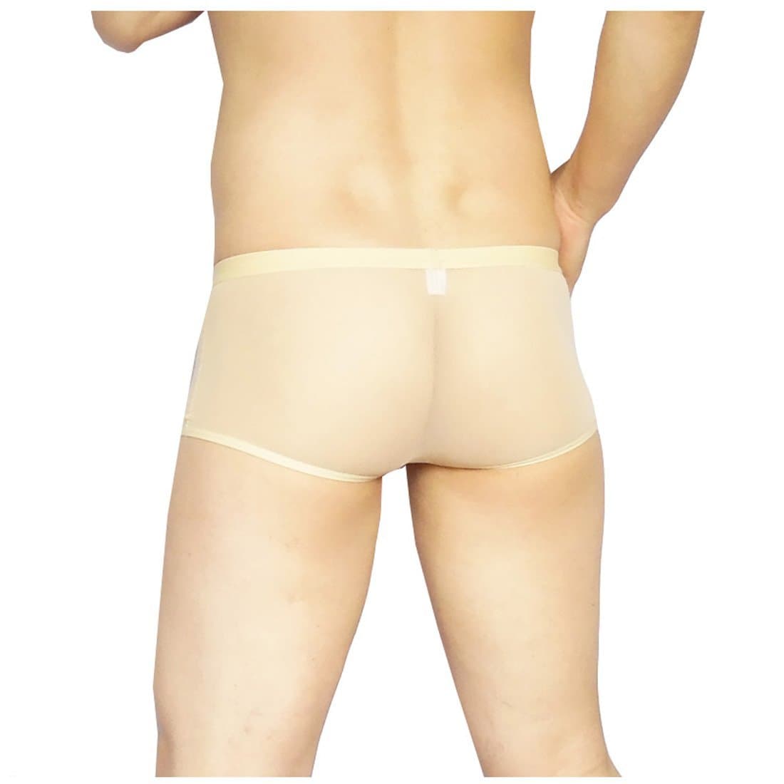 Men's Crotch-No-Stitching Mesh Boxer Briefs Trunks Stretchable Underwear