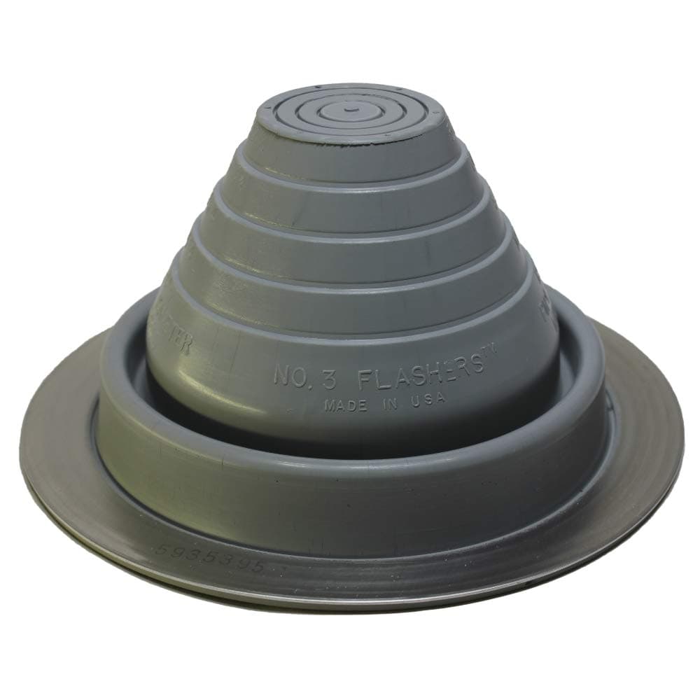 #3 Grey EPDM Round Flexible Roof Jack Metal Roofing Pipe Flashing (Pipe OD 1/4" to 5") - 100% Made In The USA