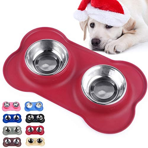 Sequoialake Dog Bowls with Anti-Overflow and Anti-Skid Silicone Dog Food Mat, Stainless Steel Feeder Easy to Clean for Small Medium Large Dogs Cats Pets