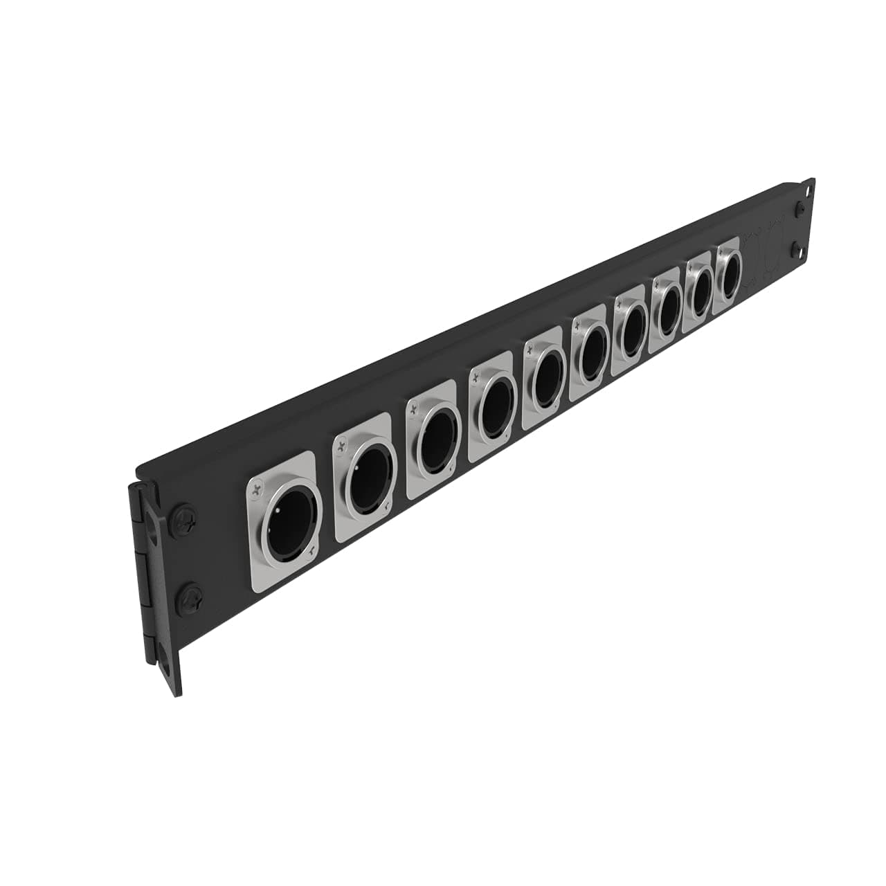 Jingchengmei 12 Port/Way/Hole Hinged Patch Panel - 1U 19" Rack Mount D-Type Connectors - Audio with Hinged Side (H1U12D, Black)