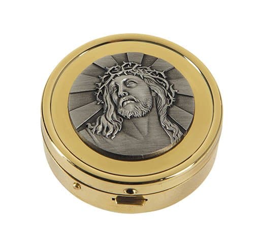 Ecce Homo Embossed Solid Polished Brass Pyx