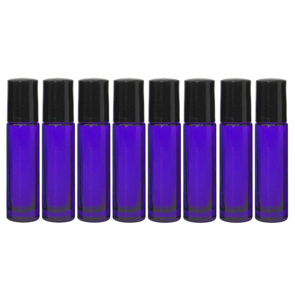 Glass Roller Bottles with Stainless Steel Ball, 10ml Essential Oil Roller Bottles for Essential Oils, Perfumes, Lip Balms, Roll on Bottles Dropper Included