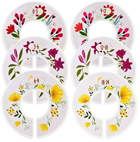 Baby Closet Dividers, Clothing Hanger Organizers, Flowers Design, Girl, Set of 6