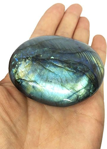 Yinglai Labradorite Palm Stone Healing Crystal Gemstone Worry Therapy Smooth Soap Shape About 2-2.5 Inches