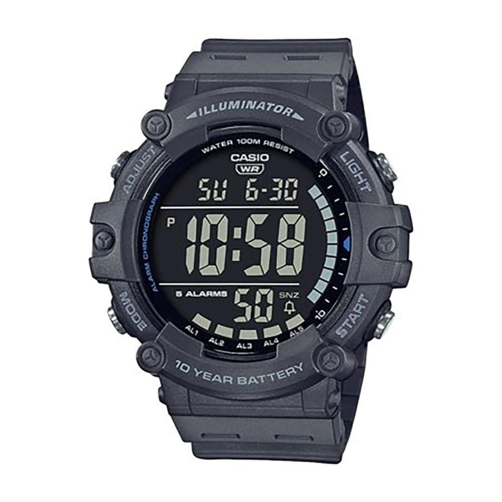 Illuminator AE1500WH Series | 10-Year Battery | LED Backlight | 5-Alarms | 1/100 Sec Stopwatch | Men's Digital Watch