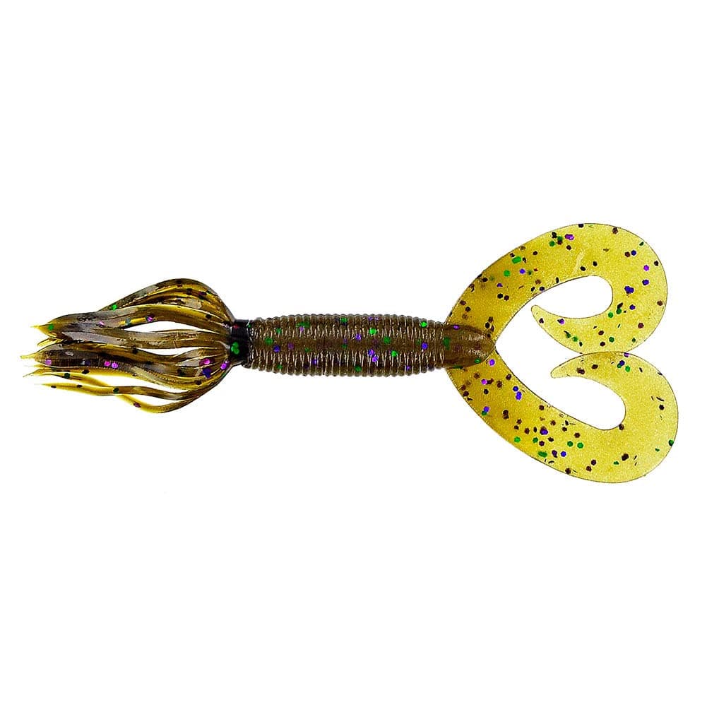 Yamamoto 5" Double Tail Hula Grub - Realistic Easy-to-Use Soft Plastic Fishing Lure Bait with Free-Flowing Skirt - 10 Pack