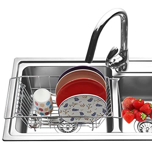 IZLIF Over The Sink Kitchen Dish Drying Rack Drainer Holder,Chrome Fnish