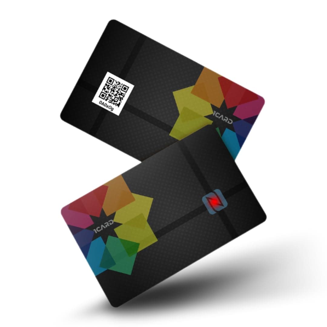 1Card® Glow - Smart NFC & QR Enabled Digital Business Card Digital Visiting Card - Just Tap to Share Contact - Smart Networking Card with Advanced NFC Technology (Red LED)