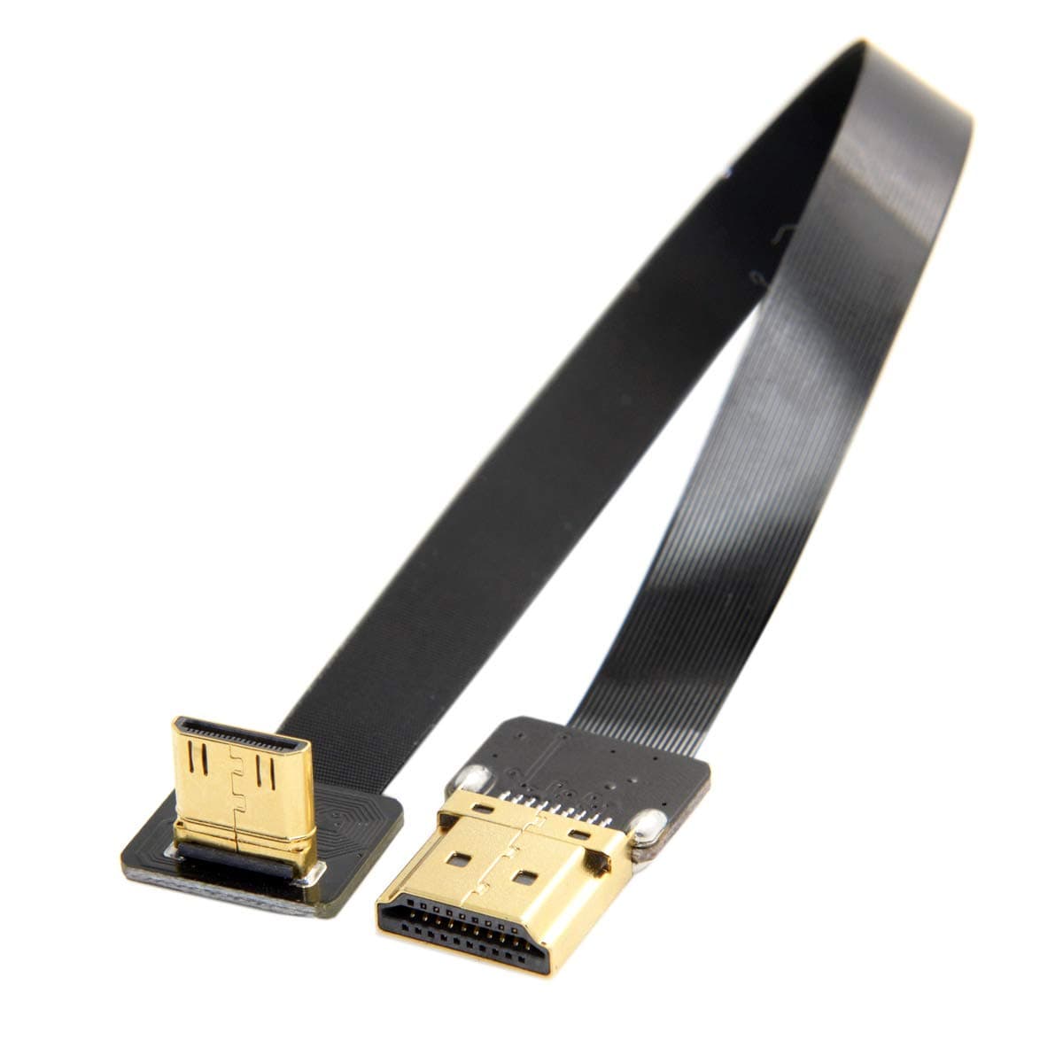 JSER CYFPV 90 Degree Up Angled FPV Mini HDMI Male to HDMI Male FPC Flat Cable 20cm Compatible for FPV HDTV Multicopter Aerial Photography