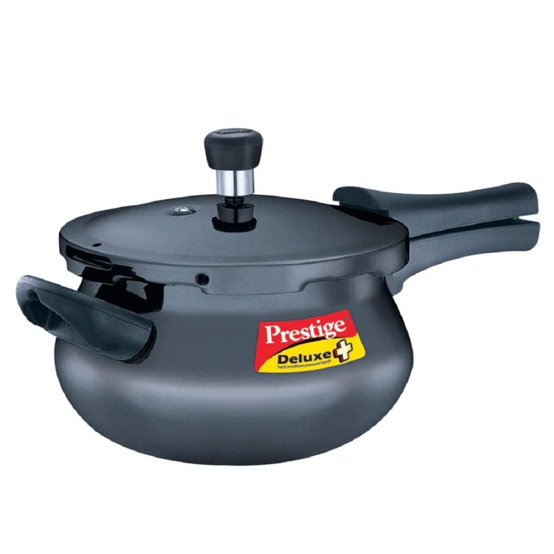 Deluxe Plus Hard Anodised Aluminium Outer Lid Pressure Cooker Handi, 3 Litre, Black, 3 Liter